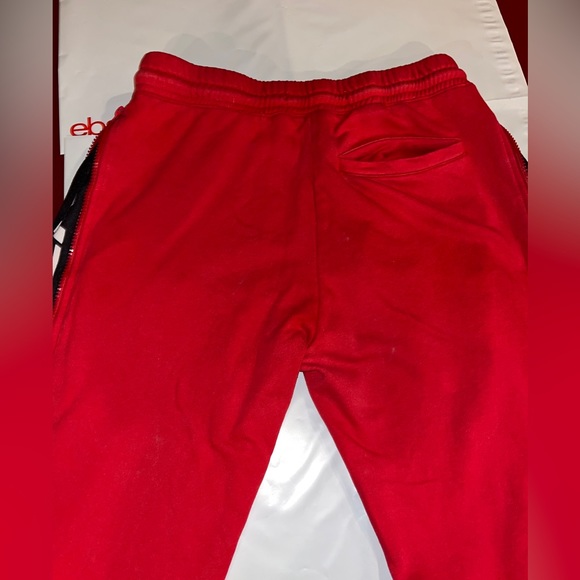Black Pyramid RED Baggy Sweatpants Black Side Spellout ZIP SIDES Mens Medium Y2K - Picture 16 of 16